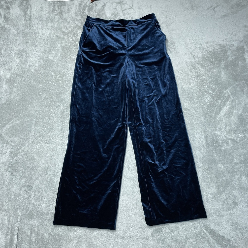 BLANKNYC Women's M Velvet Wide Leg Pants Blue H0865
